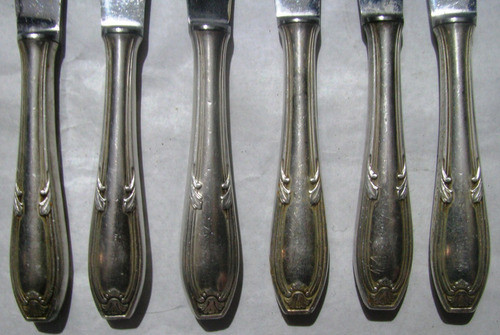 6 Cuchillos Antiguos Plateados Sellados Eberle 90 1