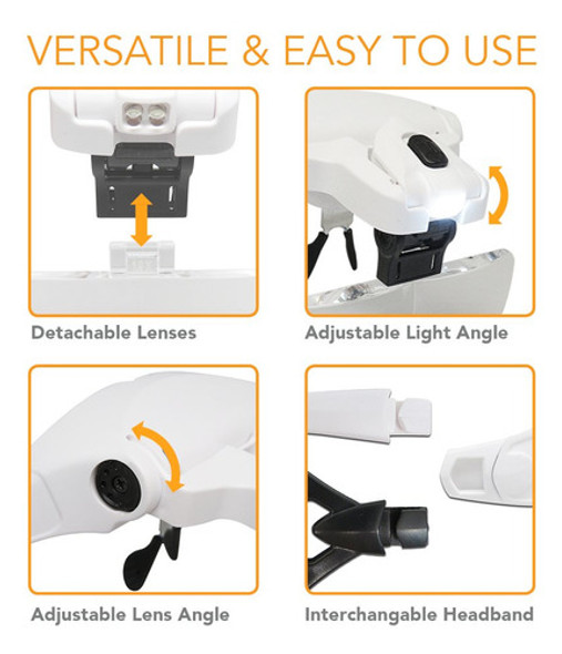Lupa De Cabeza Recargable Con 2 Led Ultra Brillantes 1