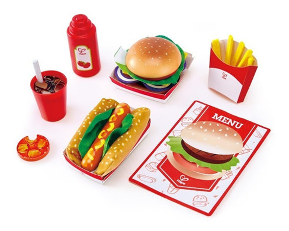 Hape Set Fast Food De Madera Y Tela-e3160- Pido Gancho 1
