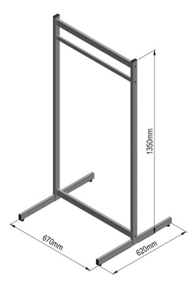 Cabideiro Arara Reto Em Aço 68x135cm Wt 1