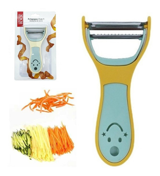 Pelapapas Plastico Acero Inoxidable Horizontal Verduras Papa 0