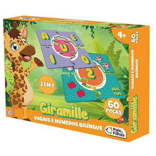 Jogo 2 Em 1 Vogais E Números Bilíngue Giramille 60 Peças 0