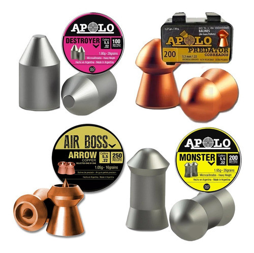 Combo Balines Apolo 5,5 - Para Caza 0