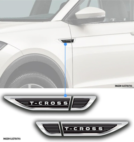 Par Emblema Adesivo Resinado Lateral Porta Vw T-cross 1