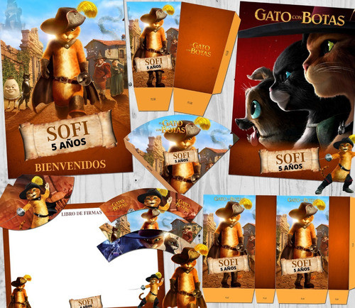 Kit Imprimible El Gato Con Botas Pdf Personalizado 1