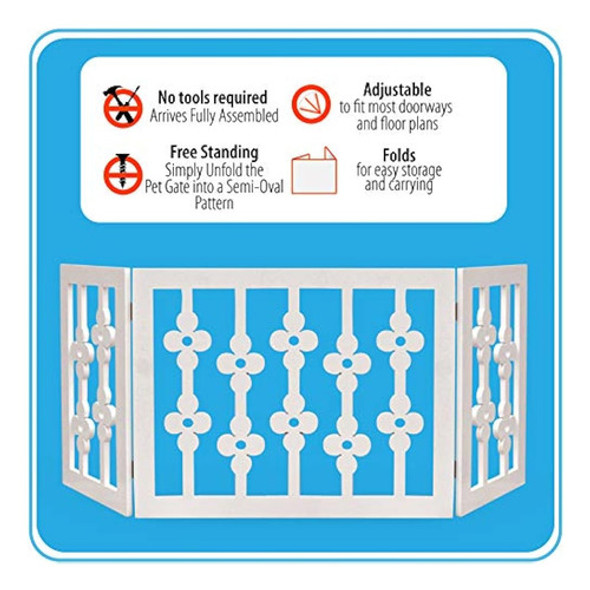 Puerta Para Mascotas Ajustable De 3 Secciones Color Blanco 0