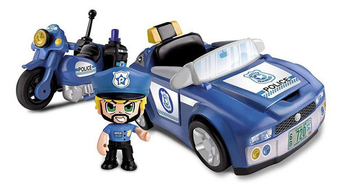 Juguete Juego Pinypon Action Muñeco Policía + Auto + Moto 0