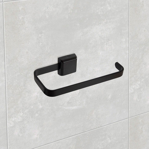 Kit Para Banheiro Preto Fosco Luxo 5 Peças 2 Cabides Duplo 1