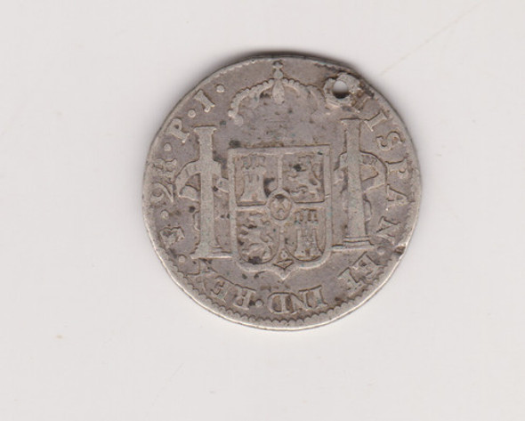 Moneda Potosi 2 Reales Año 1808 Pj Plata Muy Buena+perforada 1