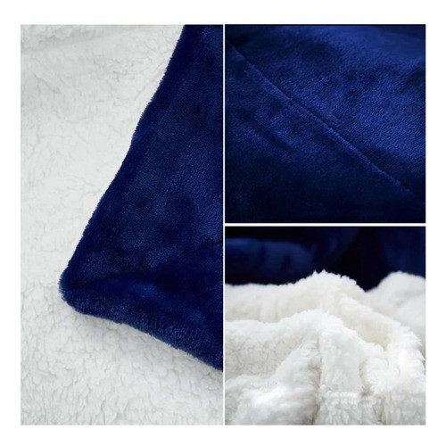 Manta Corderito 2 Plazas 200x230cm Azul  Gris Marron 1