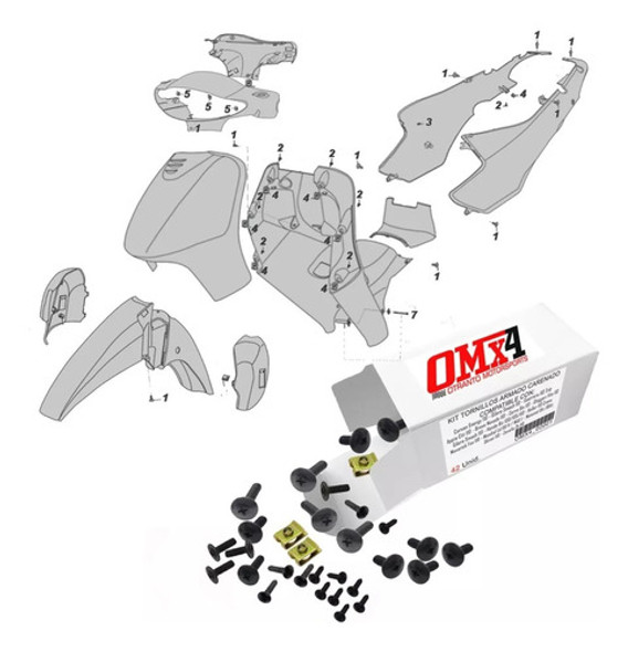 Kit Tornillos Armado Carenado Para Honda Biz 100 0
