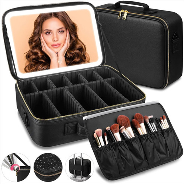 Maleta De Maquillaje Profesional Grande Con Espejo, 38x28 Cm 0