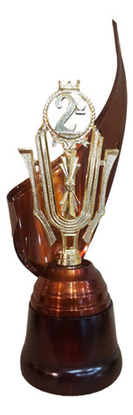 Trofeo Metálico Envolvente Segundo 2º Puesto 37cm Basemadera 0