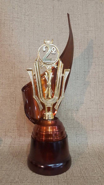 Trofeo Metálico Envolvente Segundo 2º Puesto 37cm Basemadera 1
