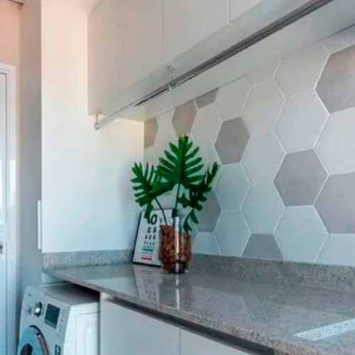 Ceramica Para Pared Hexagonal Con Relieve Blanco Serie Hex-c 1