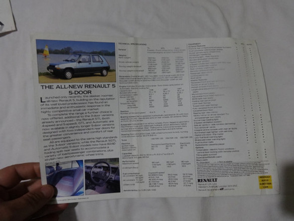 Renault 5 R5 Gtl Antiguo Folleto Publicitario No Manual 1