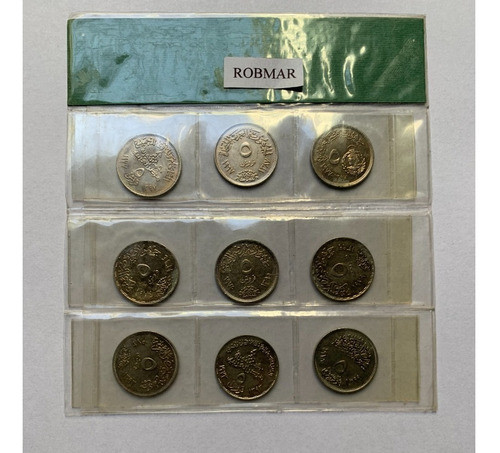 Robmar-egipto-serie 5 Piastre De 9 Monedas De La Decada 1970 1