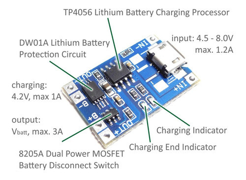 Cargador Baterías Litio Tp4056 Micro Usb C/proteccion Ubot 1