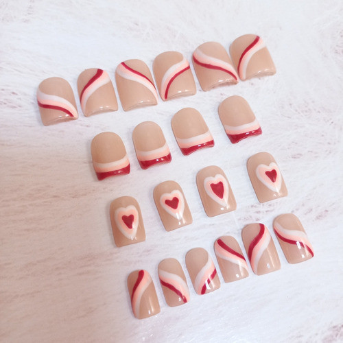 Press On Nails San Valentín 1- Set X20 Con Kit De Colocación 1