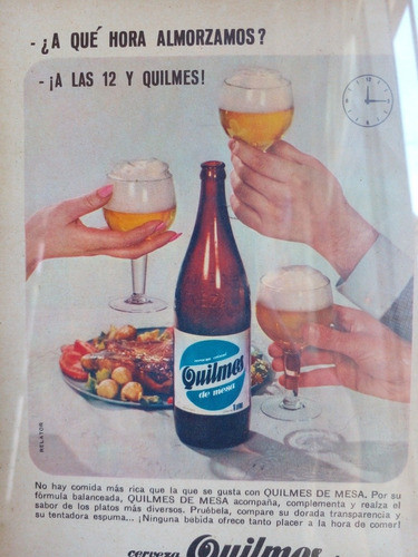 Propaganda Antigua Cervesa Quilmes Años 60 Original !! 1