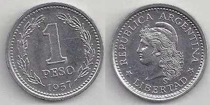 Argentina Moneda 1 Peso 1957 0