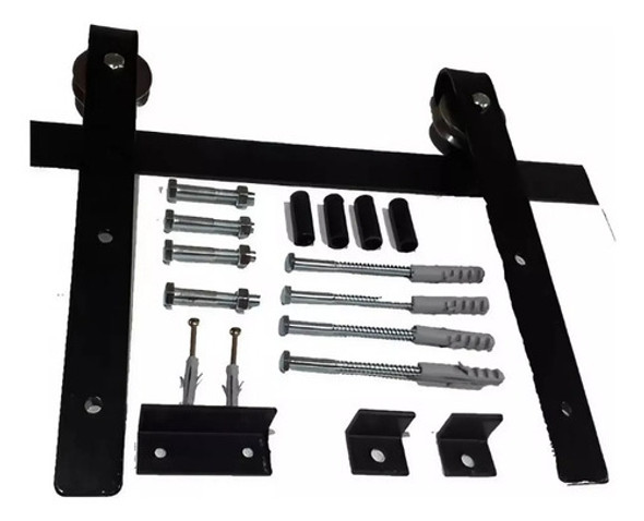 Kit  Para Puerta Dobles Estilo Granero Con Riel De 4 Mts 0