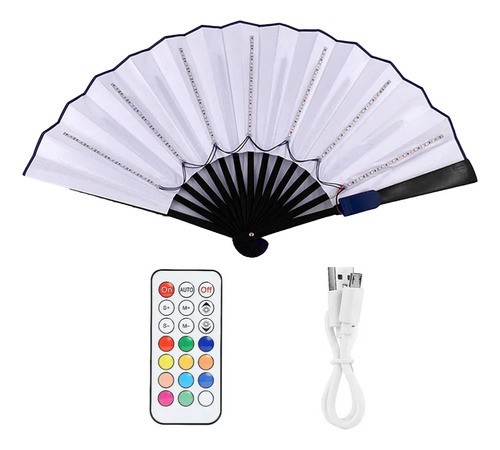 Abanico Led Pixel Rgb Grande Bamboo Control Remoto - Blanco 1