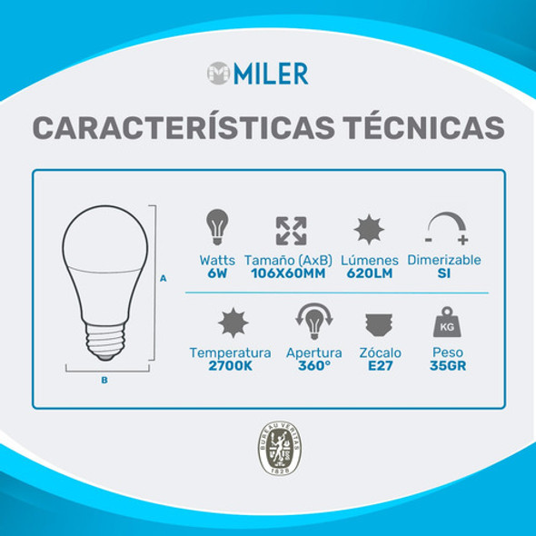 Lampara Foco Led Vintage Filamento 6w E27 Dimerizable Calida 1