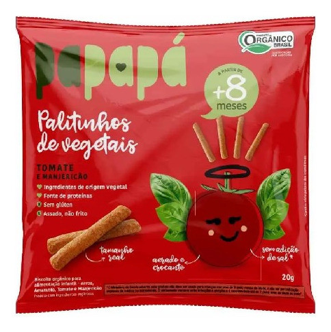 Palitinhos De Vegetais Tomate E Manjericão Papapá 20g 0