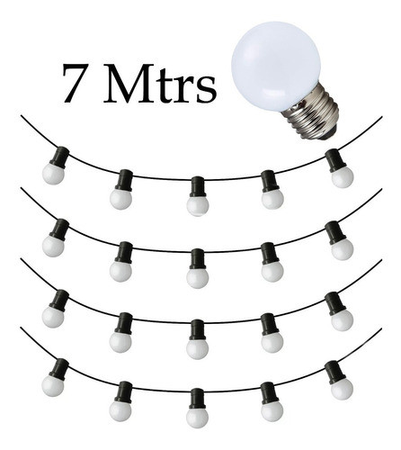 Guirnalda Luces Exterior Deco Tira 7 Mts + Lamp Led 1w Opal 1