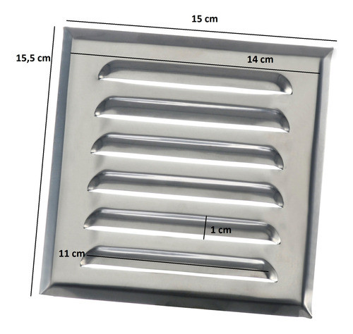 Reja Rejilla Ventilacion 15,5 X 15,5 Cm Acero Pack X5 Unid 1