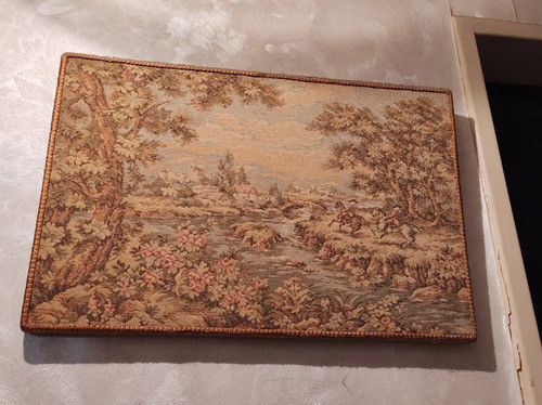 Gobelino Antiguo Tapiz Con Bastidor 0