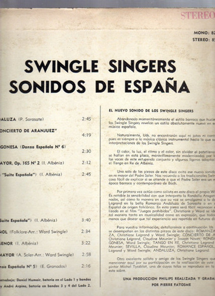 Vinilo Sonidos De España, Swingle Singers, Philips 1978 1 Vinilo Sonidos De España, Swingle Singers, Philips 1978 1