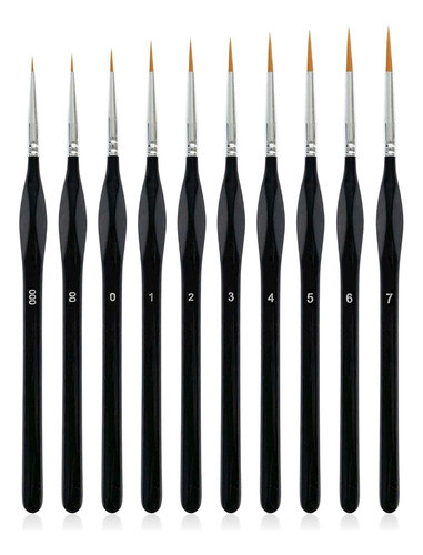 Paquete De 10 Pinceles De Pintura De Detalles En Miniatura, 0