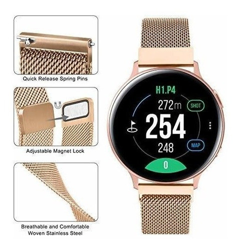 Amzpas Bandas De Metal Para Samsung Galaxy Watch 4 Rosa Oro 1