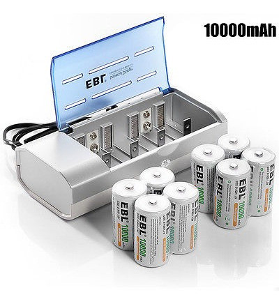 8 X 10000mah Ni-mh R20 D Recargables + Aaa Aa C D 9v Cargado 1