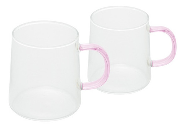 Jogo 4 Canecas Alça Rosa Borossilicato 320ml Presente 1