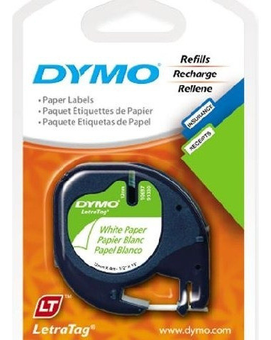 Dymo Paper Letratag Tape, Tamaño: 1/2  X 13 ', 2 Rollos / Pa 1