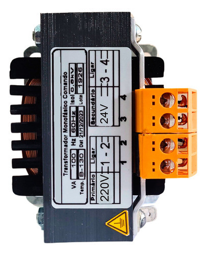 Trafo Mono De Comando 100va E-220v S-24v 1