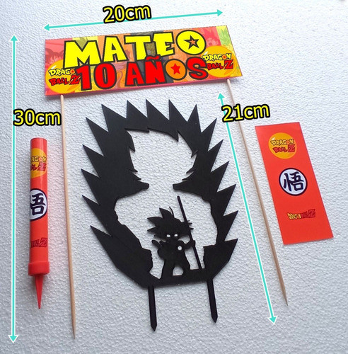 Adorno P. Torta Dragon Ball + Cartel Personalizado + Bengala 1