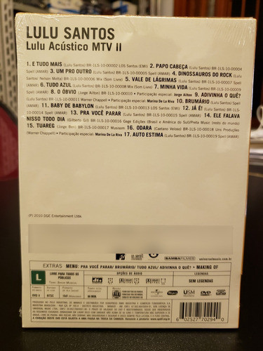 Dvd Lulu Santos - Lulu Acústico Mtv 2 - Original & Lacrado 1