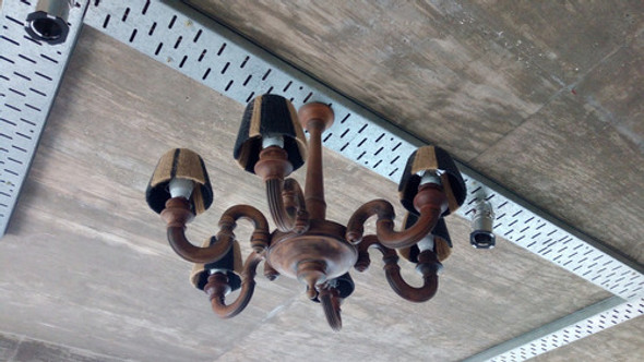 Lámpara Araña 6 Brazos, Madera Natural 0