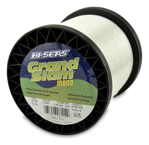 Hi-seas Grand Slam Línea Pesca Monofilamento Prueba 12lb 0