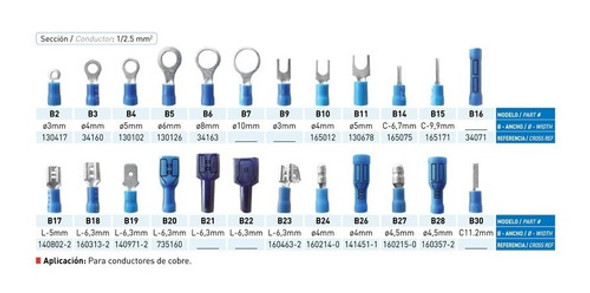 Terminal Preaislado, Pala H 6,3mm B21 X100un Termiplast Lct 1