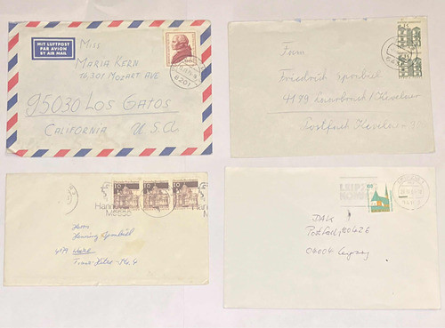 Sello Estampilla Antiguo Alemán 4 Sobres Correo Colección 0