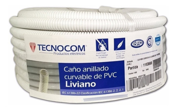 Caño Corrugado Blanco 1 PuLG Rollo 25m Tecnocom Normalizado 0