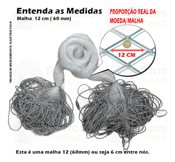 Redinha Fio 35 Pescaria 10mt Malha 6 (12cm Aberta) 1,92m 1