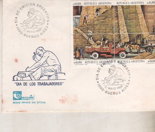Sobre Primer Dia De Emision - Dia De Los Trabajadores  1988 0
