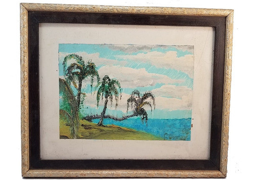 Cuadro Original Oleo Firmado Palmeras Maria Ferrer 26 X 21 0