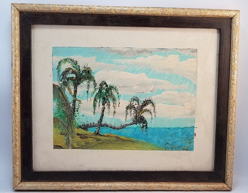 Cuadro Original Oleo Firmado Palmeras Maria Ferrer 26 X 21 1